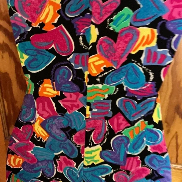 Vintage 80s bright hearts unitard - Picture 4 of 12